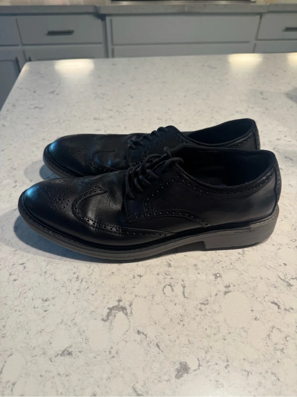 Cole Haan Black Leather Wingtip Derby Shoes